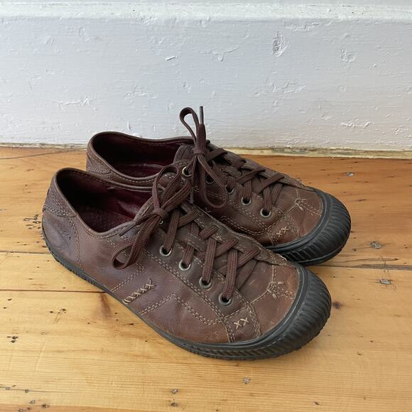 Vintage Earth Shoes Leather Sneakers Retro Low Top Lace‎ Up Rubber Sole Y2K 8B - Picture 3 of 11